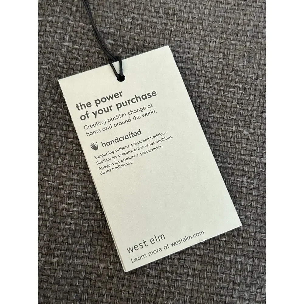 West Elm Woven Pillow Cover Set of 2 Olive Gray Silk Blend 20 X 20 Wood Buttons